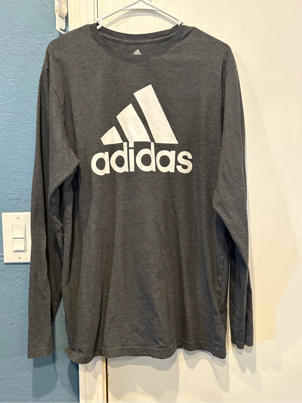 adidas Dark Gray Long Sleeve Tee with White Logo